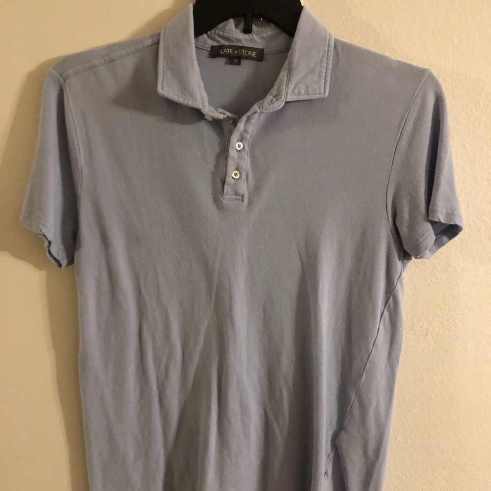 SLATE & STONE MENS M LIGHT BLUE POLO SHIRT